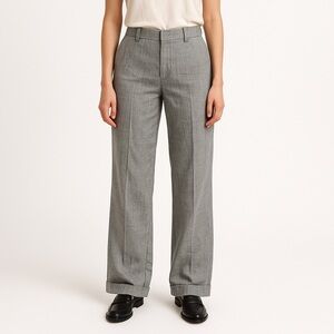 Vintage Y2K GAP Linen Wide Leg Pants Women’s 12 | Gray Cuffed Trousers 34X30